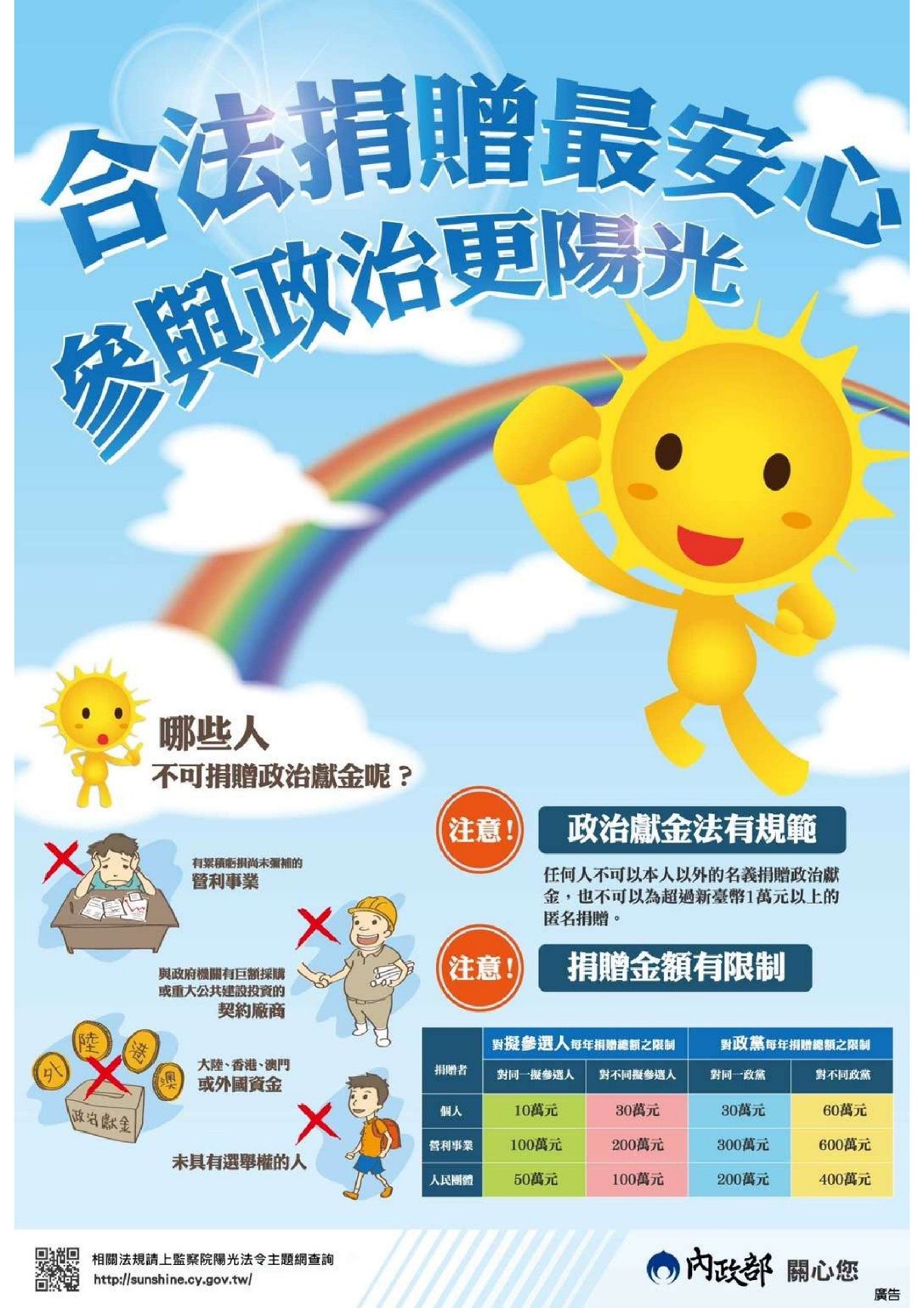 合法捐贈最安心 參與政治更陽光 合法捐贈最安心 參與政治更陽光